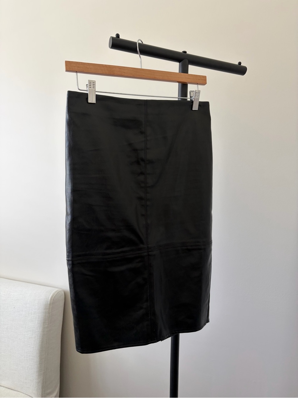 Lulu's Black Faux Leather Pencil Skirt